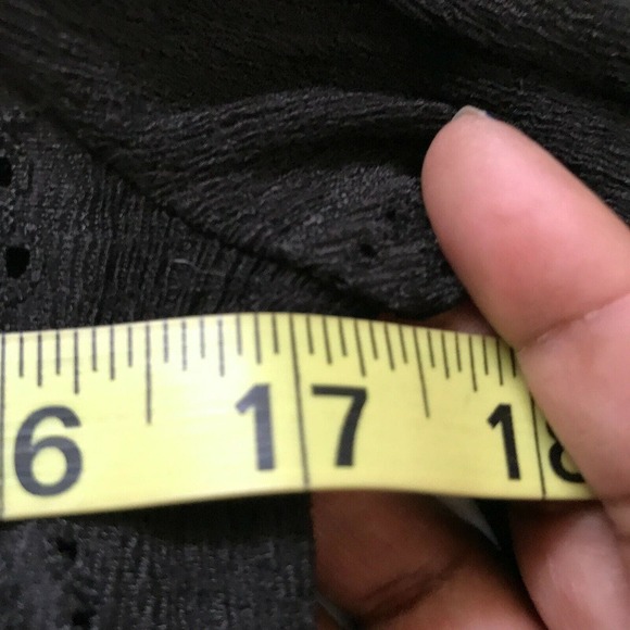 Zara Shirt Womens Sz M Black Knit Lace Stripe‎ Balloon Half Sleeve Top - Picture 9 of 10